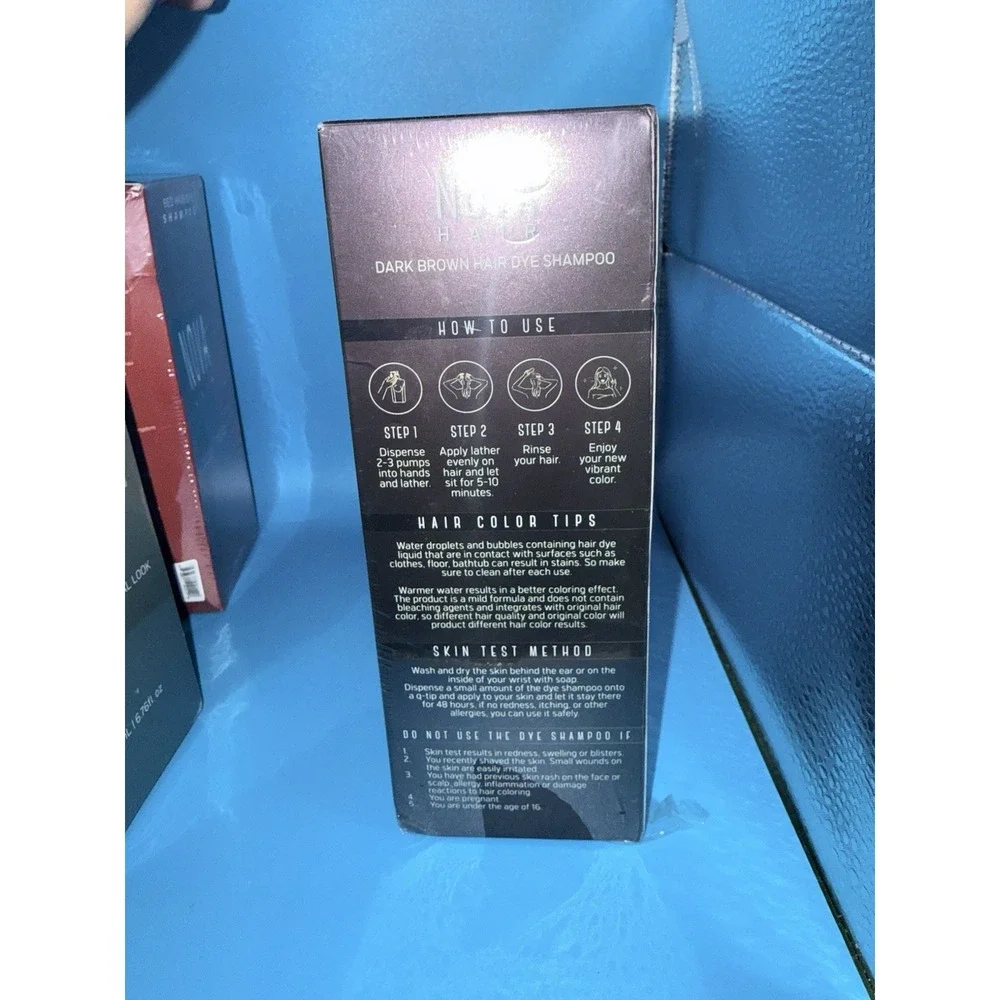 Nova Hair Dark Brown Dye Shampoo 6.76 fl oz (200 mL) Non Toxic Rich Color